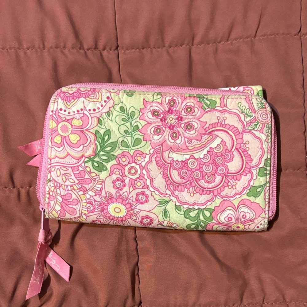 Vera Bradley Pink and Green Floral Wallet